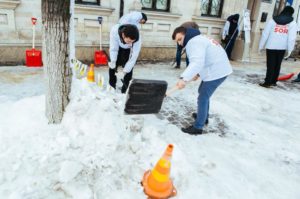 Partidul “ȘOR” a curățat zăpada în ograda Maiei Sandu