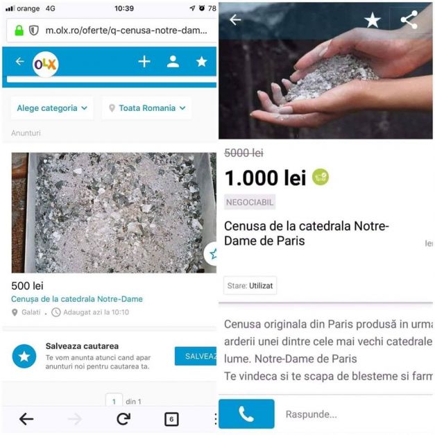 Cenușă de la Notre Dame, vând cenușa de la Notre Dame, au scos cenușa la vânzare, incendiul de la Notre Dame,, incendiul din Paris, Catedrala Notre Dame