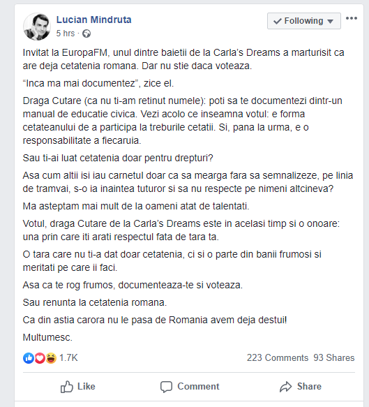 lucian mindruta facebook