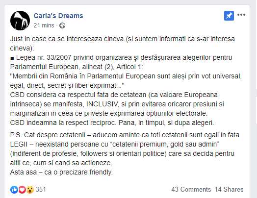 carlas dreams alegeri europarlamentare 2019