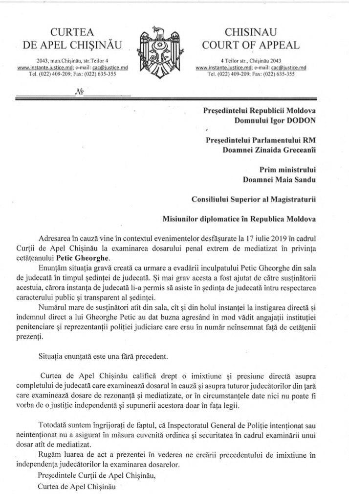 curtea de apel chisinau, justitie moldova, dosarul gheorghe petic