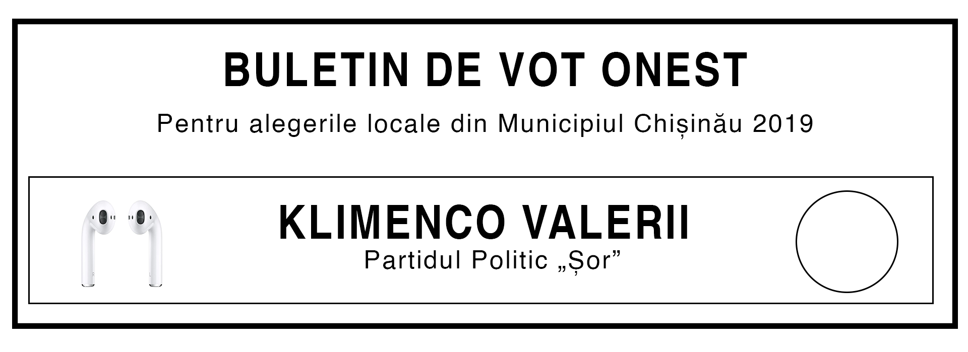 Buletin de vot, haios, glumă, electorala 2019, campanie electorală, alegeri, primar, Chișinău