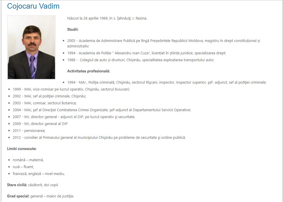 CV-ul lui Vadim Cojocaru